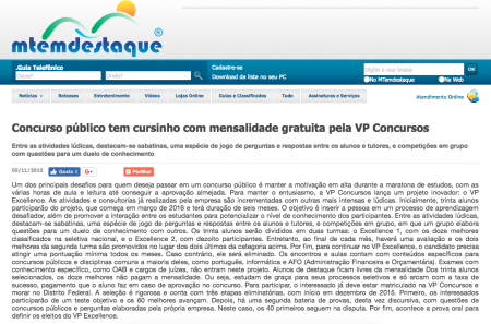 Concurso público tem cursinho com mensalidade gratuita pela VP Concursos