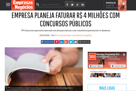 Empresa planeja faturar R$ 4 milhões com concursos públicos