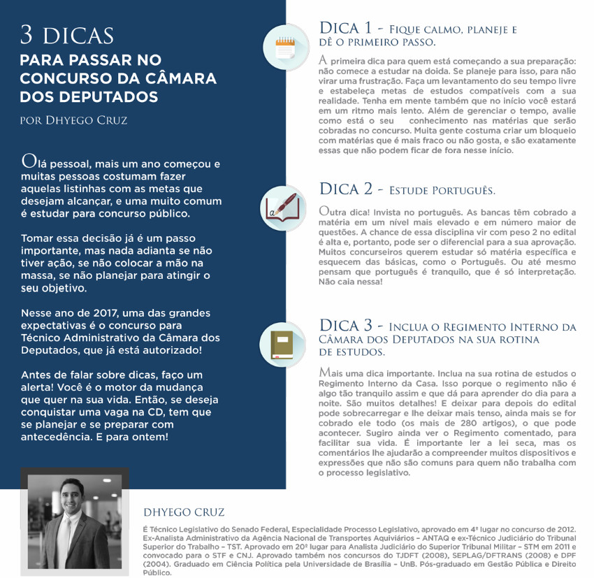 3 dicas para passar no concurso da câmara dos deputados